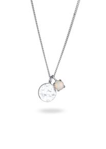 Kette ohne Anh&auml;nger Elli "Halskette Pl&auml;ttchen Synthetischer Opal Wei&szlig; 925 Sterling Silber" Gr. 40, silber, Halsketten, Damen, Silber 925 (Sterlingsilber), Kette ohne Anh&auml;nger