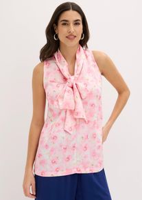 bonprix Schlupfbluse aus gl&auml;nzendem Satin mit Bindedetail, rosa, Gr.48, Modern und feminin: Schlupfbluse mit Bindekragen