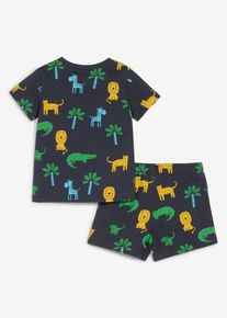 bonprix Set format din bluză și pantaloni scurți din bumbac organic 100% (set/2 piese), albastru, 56/62