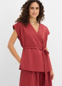 bonprix Top w stylu kamizelki z paskiem, z mieszanki wiskozy, czerwony, 36