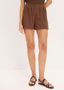 bonprix Femei Pantaloni scurți chino din crep structurat, maro, 52/54