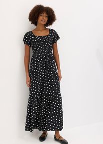 bonprix Maxikleid aus nachhaltiger Viskose, schwarz, Gr.52/54 (XXL), sommerliches Maxikleid mit modischem Print, aus Viskose