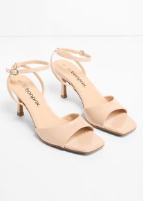 Sandalett med lacklook - beige - storlek 36 - bonprix