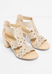 Sandalett med blockklack fr&aring;n Marco Tozzi - beige - storlek 40 - bonprix