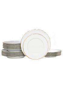 Creatable , Wei&szlig;, Goldfarben , Keramik , handbemalt, lebensmittelecht, stapelbar , Kochen & Essen, Geschirr, Geschirrsets, Tafelservices