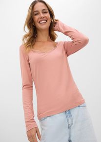bonprix Femei Bluză cu m&acirc;neci lungi din amestec moale din viscoză, roz, 36/38