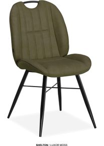 Esszimmerstuhl OMG DESIGN "Shelton", gr&uuml;n (moss, schwarz, moss), B:52,5cm H:91,5cm T:65cm, Polyester, St&uuml;hle, Esszimmerstuhl, Esszimmerstuhl, pflegeleichter Bezug, mit Handgriff