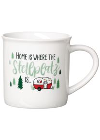 Ritzenhoff & Breker Becher RITZENHOFF & BREKER "Camping", bunt, B:13cm H:9cm &Oslash;:9cm, Porzellan, Trinkgef&auml;&szlig;e, Becher, "Home is where the Stellplatz is..." - in Geschenkbanderole