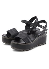 Sandalette Lascana "Riemchensandalette, Sandale, Sommerschuh, offener Schuh", Damen, Gr. 38, schwarz, Obermaterial: 100% Schafsleder. Decksohle: 100% Lederimitat. Futter: 100% Synthetik. Laufsohle: 100% Synthetik, unifarben, Basic, Schuhe Sandalette, NEU aus Leder mit Keilabsatz