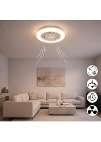 Hanseatic LED Deckenleuchte "DLVO69222RS, Deckenventilator mit Licht &Oslash; 38cm, inkl Fernbedienung", wei&szlig; matt, 1, &Oslash; 38,5cm H: 14cm, 1 Stk., Leuchten, Ventilator mit 5 Stufen, Vor- & R&uuml;cklauf, LED mit CCT Timer Nachtlicht, LED Deckenleuchte