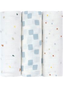 L&auml;ssig Stoffwindeln L&Auml;SSIG "Mullwindeln, L, Happy Fruits, blue", Baby, wei&szlig;, Baumwolle, Windeln Stoffwindeln, GOTS made with organic materials, zertifiziert durch BCS 27262