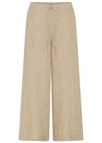 Leinenhose MAC "CALLIE cropped", Damen, Gr. 46, N-Gr, almond beige melange, Web, Obermaterial: 100% Leinen, gestreift, normal lang, Hosen Leinenhose, gestreift mit Kordelzug