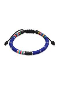 Armkette Kuzzoi "Armband Herren Heishi Glas Beads Textilband 925 Silber" Gr. 190, blau, Armb&auml;nder, Herren, Silber 925 (Sterlingsilber), Armkette