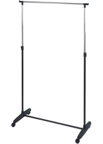 Kleiderst&auml;nder Wenko "Mikey", silber (schwarz, silber), B:90cm T:38cm, Metall, Garderobenst&auml;nder, Kleiderst&auml;nder, h&ouml;henverstellbar, 4 Rollen