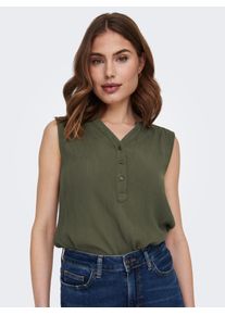Blusentop Only "ONLJETTE &ndash; Blusentop mit V-Ausschnitt und Knopfleiste", Damen, Gr. 40L, gr&uuml;n (grape leaf), Web, Obermaterial: 100% Viskose, unifarben, regular fit Po-bedeckend, V-Ausschnitt, Blusen Blusentop, regular fit, modisch, Web, Viskose, V-Ausschnitt