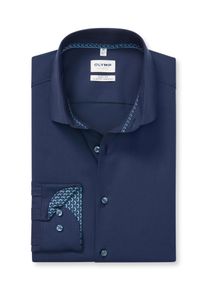Langarmhemd OLYMP "Level Five", Herren, Gr. 41, N-Gr, blau (marine), Web, Obermaterial: 64% Baumwolle, 27% Polyester, 9% Elasthan, normal, 2-Knopf-Manschette, Hemden Langarmhemd, body fit, Businesshemd, Climate Control, Modern Kentkragen