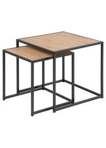 Couchtisch ACTONA GROUP "Seaford, TOPSELLER", braun (wildeiche), B:50cm H:45cm T:50cm, Tische, Couchtisch, Couchtisch-Set, Wildeiche-Optik, Gestell aus Stahl, Satz mit 2 Teilen