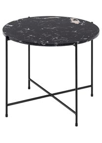 Beistelltisch ACTONA GROUP "Avila", schwarz (schwarz, schwarz k&uuml;nstlicher marmor), B:52cm H:40cm T:52cm, Tische, Beistelltisch, Ecktisch, rund, Tischplatte aus Marmorstein, T: 52 cm