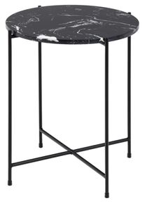 Beistelltisch ACTONA GROUP "Avila", schwarz (schwarz, schwarz k&uuml;nstlicher marmor), B:42cm H:45cm T:42cm, Tische, Beistelltisch, Ecktisch, rund, Tischplatte aus Marmorstein, T: 52 cm