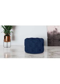 Hocker Home Affaire "FOLLINA", blau (dunkelblau), B:60cm H:39cm T:60cm, 100% Polyester, Hocker, Hocker, Polsterhocker mit klassischer Chesterfield-Knopfheftung