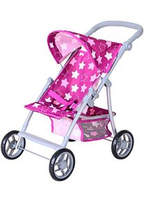 Puppenbuggy KNORRTOYS "Liba", rosa (star schwarz pink), Puppenwagen, KinderB:35cm H:54cm T:44cm, Kunststoff, Metall, Stoff, Puppenbuggy, B:35cm H:54cm T:44cm