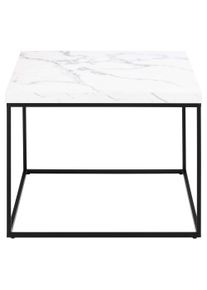 Couchtisch ACTONA GROUP "Barossa, Wohnzimmer-Tisch, quadratisch, in Steinoptik, Modern", wei&szlig;, B:60cm H:45cm T:60cm, Tische, Couchtisch, Steinoptik, schwarze Stahlbeine, in mehreren Varianten, B: 60 cm