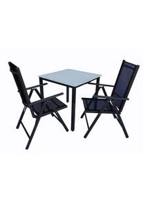 Garten-Essgruppe Vcm "3 tlg. Alu Gartenset Sitzgruppe Tisch St&uuml;hle 80 MA", schwarz (anthrazit), B:80cm T:80cm, Obermaterial: 100% Metall MT., Sitzm&ouml;bel-Sets, Garten-Essgruppe