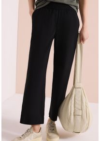 Stoffhose Cecil "Style Neele", Damen, Gr. L (42), L&auml;nge 26, schwarz, Web, Obermaterial: 66% Baumwolle, 30% Polyester, 4% Elasthan, unifarben, loose fit lang, Hosen Stoffhose, im Loose Fit und mit Stretch