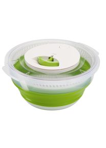 Salatschleuder Emsa "Basic", gr&uuml;n, B:28,6cm H:7,6cm T:29cm, Kunststoff, Salatschleudern, Salatschleuder, 4 Liter, zusammenklappbar, platzsparend, rutschfest, sp&uuml;lmaschinenfest