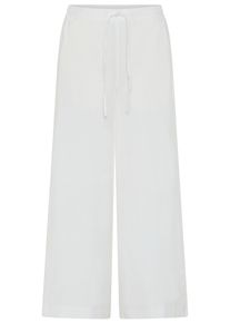 Leinenhose MAC "CALLIE cropped", Damen, Gr. 38, N-Gr, wei&szlig;, Web, Obermaterial: 100% Leinen, gestreift, normal lang, Hosen Leinenhose, gestreift mit Kordelzug