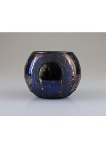 Windlicht AM Design "aus Glas", blau, B:14cm H:10cm, Glas, Kerzenhalter, Windlicht, 2er Set, BxH: 14x10 cm