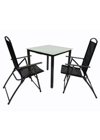 Garten-Essgruppe Vcm "3-tlg Sitzgruppe Gartenm&ouml;bel Tisch St&uuml;hle Set 80M", schwarz, B:80cm T:80cm, Obermaterial: 100% Metall MT., Sitzm&ouml;bel-Sets, Garten-Essgruppe
