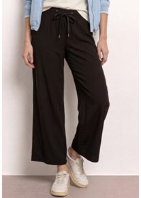 Stoffhose Street One "Style Emee", Damen, Gr. 40, L&auml;nge 26, schwarz, Web, Obermaterial: 100% Viskose, unifarben, l&auml;ssig geschnitten 3/4-L&auml;nge, Hosen Stoffhose, 3/4-Sommerhose mit elastischem Bund und Tunnelzug