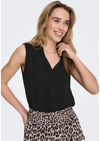 Blusentop Only "ONLJETTE &ndash; Blusentop mit V-Ausschnitt und Knopfleiste", Damen, Gr. 40L, schwarz, Web, Obermaterial: 100% Viskose, unifarben, regular fit Po-bedeckend, V-Ausschnitt, Blusen Blusentop, regular fit, modisch, Web, Viskose, V-Ausschnitt