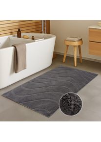 Badematte Carpet City "BAT400, Badteppich uni", dunkelgrau, H:11mm, Polyester, Badematten, Badematte, Teppich Badezimmer, Badvorleger, Anti-Rutsch, Waschbar, Duschmatte