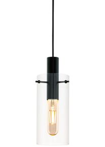 Eglo H&auml;ngeleuchte "MONTEFINO Pendellampe, Stahl und Glas, Esstischlampe, E27, IP20, Lampe", schwarz (schwarz, transparent), 1, &Oslash; 11cm H: 110cm, 1 Stk., Leuchten, H&auml;ngeleuchte, H110 x &Oslash;11, schwarz, 1X60W exkl., H&auml;ngeleuchte