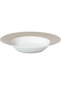 Suppenteller Van Well "Teller Set, Vario", grau (taupe, wei&szlig;), B:22cm H:7,9cm T:22cm &Oslash;:21,5cm, Porzellan, Speiseteller, Suppenteller, Porzellan, sp&uuml;lmaschinen- und mikrowellengeeignet, &Oslash; 21,5 cm