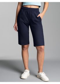 Jerseyhose TRIGEMA "TRIGEMA Bermuda aus Single-Jersey", Damen, Gr. 5XL, Normalgr&ouml;&szlig;en, blau (navy), Single Jersey, 100% Baumwolle, Hosen Jerseyhose