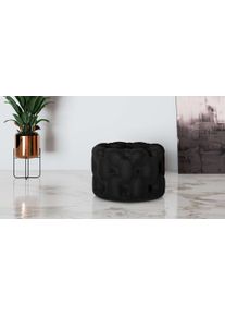 Hocker Home Affaire "FOLLINA", schwarz, B:60cm H:39cm T:60cm, 100% Polyester, Hocker, Hocker, Polsterhocker mit klassischer Chesterfield-Knopfheftung