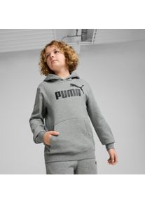 Kapuzensweatshirt Puma "ESS NO 1 LOGO HOODIE FL B", Jungen, Gr. 176, grau (medium gray heather), Fleece, Obermaterial: 66% Baumwolle, 34% Polyester, bedruckt, regular fit normal, Rundhals, angesetztes B&uuml;ndchen, Sweatshirts Kapuzensweatshirt, mit Rundhalsausschnitt, mit Kapuze mit Jerseyfutter