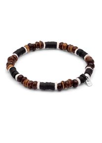 Armkette Kuzzoi "Armband Herren Heishi Beads Vintage Surfer 925 Sterling Silber" Gr. 19, braun, Armb&auml;nder, Herren, Silber 925 (Sterlingsilber), Armkette