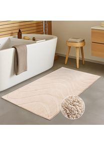 Badematte Carpet City "BAT400, Badteppich uni", beige, H:11mm, Polyester, Badematten, Badematte, Teppich Badezimmer, Badvorleger, Anti-Rutsch, Waschbar, Duschmatte