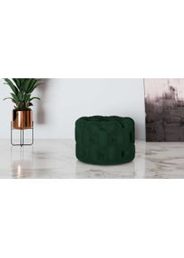 Hocker Home Affaire "FOLLINA", gr&uuml;n (dunkelgr&uuml;n), B:60cm H:39cm T:60cm, 100% Polyester, Hocker, Hocker, Polsterhocker mit klassischer Chesterfield-Knopfheftung