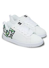 Schn&uuml;rschuh DC Shoes "Court Graffik", Herren, Gr. 9(42), liquid fuego wei&szlig;, Obermaterial: Leder (Kuh) / Futter: Textil / Au&szlig;ensohle: Gummi;, Schuhe Schn&uuml;rschuh