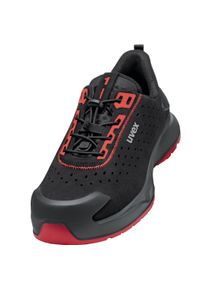Sicherheitsschuh Uvex "1 x-craft gelochter Halbschuh" Gr. 48, schwarz (schwarz, rot), 48, Obermaterial: 100% Textilmaterial TEXMAT., Schuhe, Sicherheitsschuh