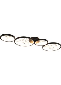 Trio LEUCHTEN LED Deckenleuchte "Groovy", schwarz (schwarz matt), 1, H: 6,5cm, 1 Stk., Leuchten, Deckenlampe 3000K mit Glas-Deko, 3 Dimmstufen, LED 37W 4600 Lumen, LED Deckenleuchte