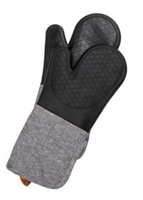 Topfhandschuhe Wenko "Modell Ada", grau (grau, schwarz), B:18cm H:38cm L:2cm, Baumwolle, Topflappen, Topfhandschuhe, Ofen- und Grillhandschuhe, extra langer Schaft, Baumwollinnenseite