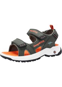 Sandale Kangaroos "K-AS Ture", M&auml;dchen, Gr. 40, gr&uuml;n (olive, flame), Synthetik, Schuhe Sandale, mit Klettverschluss