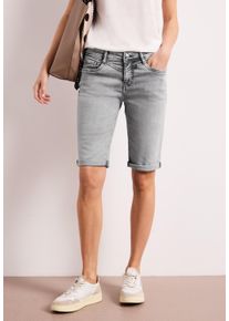 Bermudas Street One "Style Jane", Damen, Gr. 26, N-Gr, mid grau wash, Denim/Jeans, Obermaterial: 85% Baumwolle, 9% Polyester, 4% Elastomultiester, 2% Elasthan, unifarben, schmal kniefrei, Hosen Bermudas, Slim Leg Jeans-Bermuda mit Turn-Up-Detail