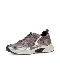 Keilsneaker Gabor "FLORENZ", Damen, Gr. 40, silber (altrosa, silberfarben), Leder, Textil, Veloursleder, metallic, Schuhe Keilsneaker, Plateau, Schn&uuml;rschuh, Halbschuh in komfortabler G-Weite (=weit)